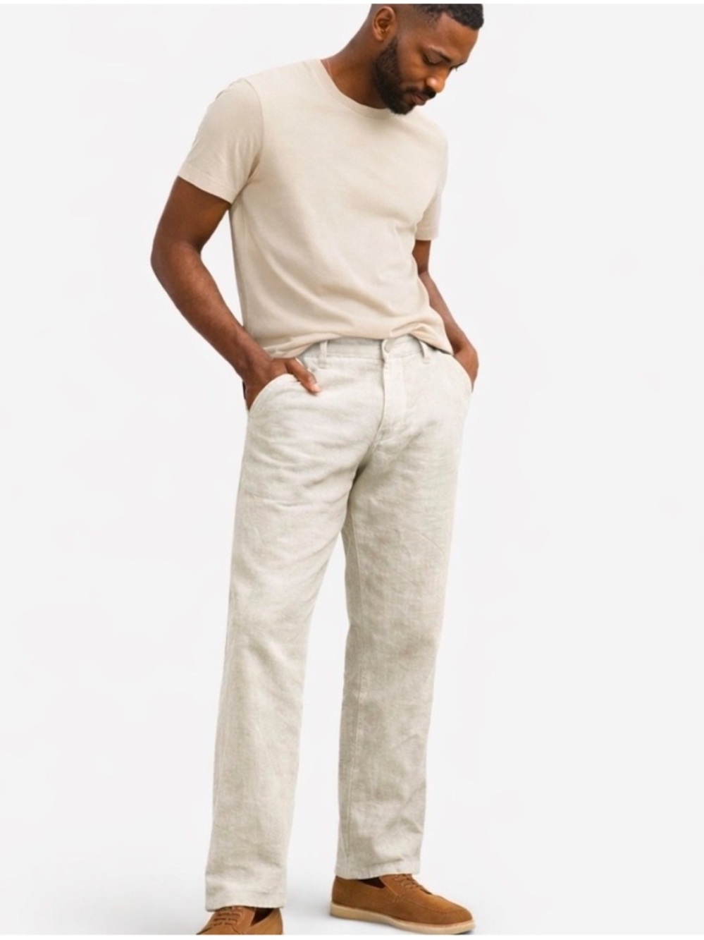 Nautica Classic Fit Linen Cotton Straight Leg Pants Size 33x30 Beachy Coastal